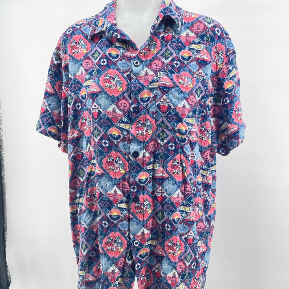 Disney Cruise Line Shirt Men S Short Sleeve Button Down Steamship Mickey Mouse